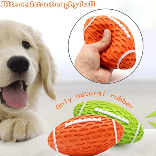 Durable Squeaky Football Dog Toy – Heavy-Duty Rubber Ball for Aggressive Chewers, Fetch & Interactive Play