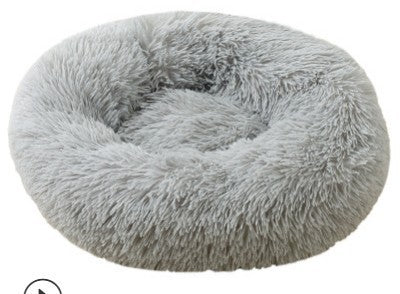 Plush Round Pet Bed for Cats & Small Dogs – Soft Washable Nest for Cozy Sleep