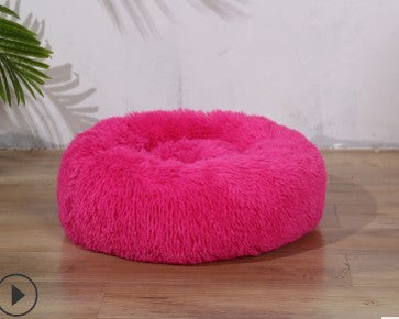 Plush Round Pet Bed for Cats & Small Dogs – Soft Washable Nest for Cozy Sleep