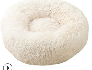 Plush Round Pet Bed for Cats & Small Dogs – Soft Washable Nest for Cozy Sleep