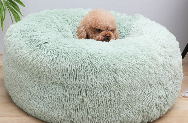 Plush Round Pet Bed for Cats & Small Dogs – Soft Washable Nest for Cozy Sleep
