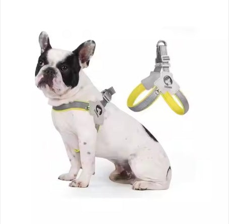 Adjustable Reflective Pet Dog & Cat Harness with Leather Leash – Comfortable & Easy Control