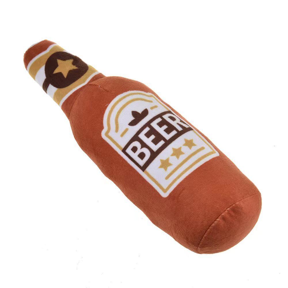 Plush Vodka Squeaky Dog Toy – Stuffed Chew & Molar Teething Toy for Small & Medium Dogs