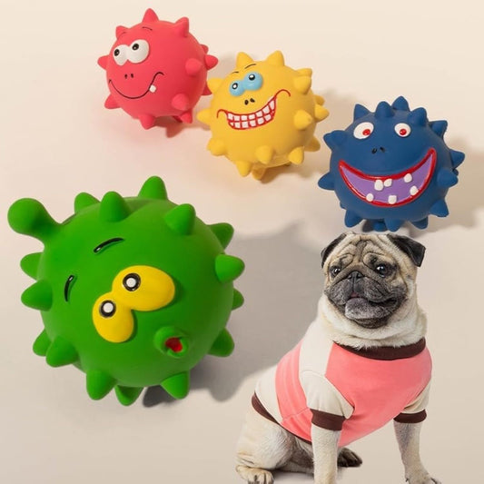 Squeaky Dog Toy Set – Natural Latex Rubber Balls for Small, Medium & Large Dogs | Aggressive Chewers & Playful Pets