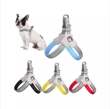 Adjustable Reflective Pet Dog & Cat Harness with Leather Leash – Comfortable & Easy Control