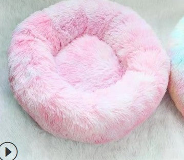 Plush Round Pet Bed for Cats & Small Dogs – Soft Washable Nest for Cozy Sleep