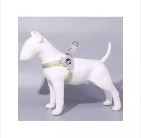 Adjustable Reflective Pet Dog & Cat Harness with Leather Leash – Comfortable & Easy Control