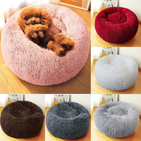 Plush Round Pet Bed for Cats & Small Dogs – Soft Washable Nest for Cozy Sleep